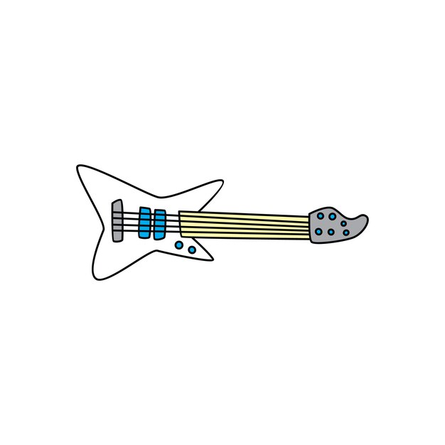 Gitarre Musikinstrument Doodle Skizze Cartoon Vektorgrafiken Premium Vektor