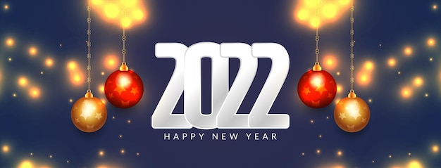 Glänzend glänzend Frohes neues Jahr 2022 Gruß Banner Design Vektor