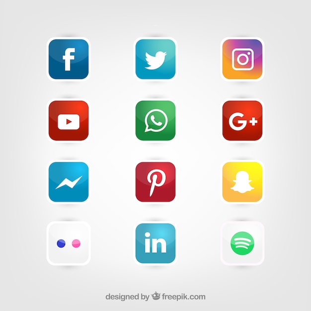 Glänzend Social Media Icons Vektor-Set