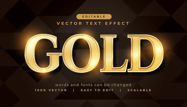 Kostenloser Vektor glänzende goldene texteffekt bearbeitbare schriftvorlage