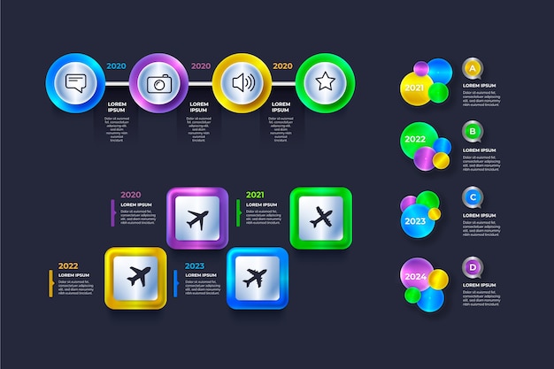 Glänzende realistische zeitleiste infografik