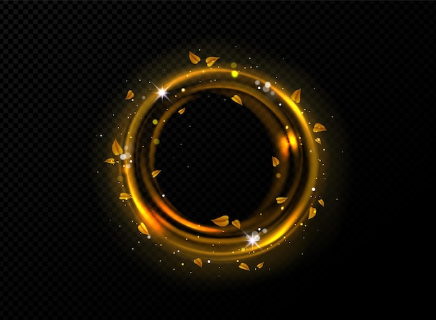 Glänzender heller Kreisrahmen mit gelbem Laub png