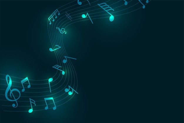 glänzender Melodie- und Rhythmusnotationshintergrund für musikalische Ereignisvektoren