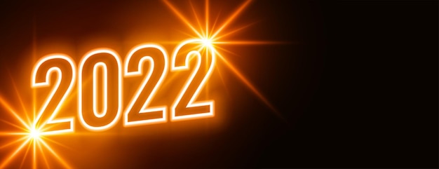 Glänzender Neonstern 2022 Neujahr wünscht Party-Banner-Design