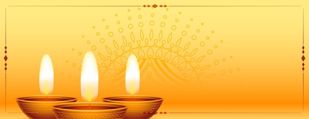 Glänzendes, realistisches, glückliches diwali-dekorationsbanner-design