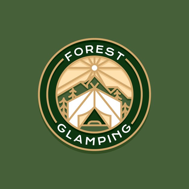 Glamping-Logo im flachen Design