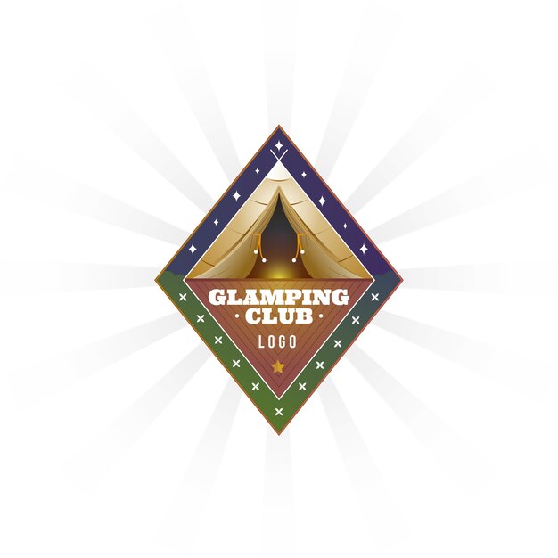 Kostenloser Vektor glamping-logo mit farbverlauf