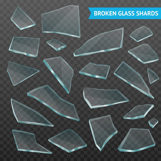 Glasfragmente Realistisch dunkel transparent