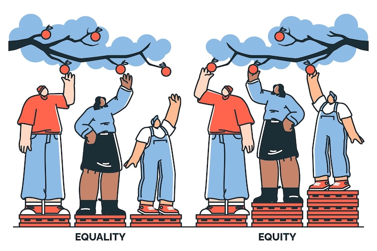 Kostenlose Vektor gleichheit vs. gerechtigkeit illustration