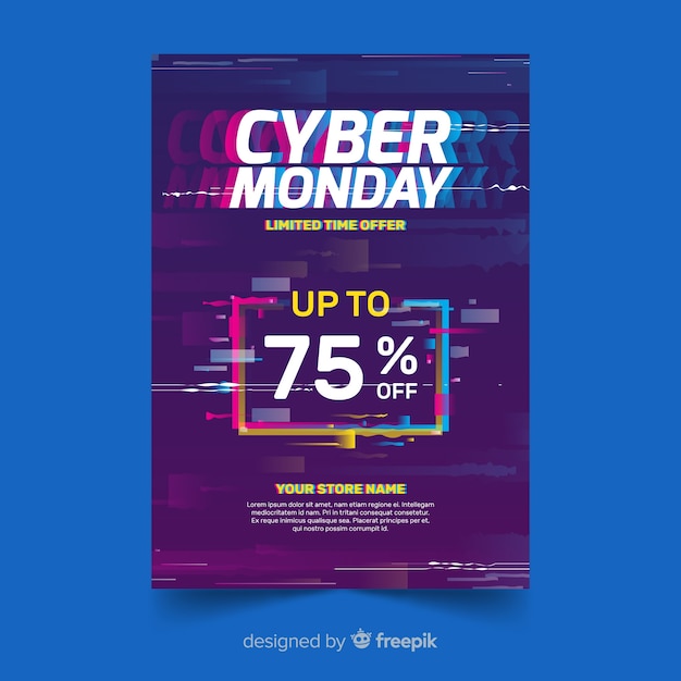 Glitch cyber montag flyer vorlage