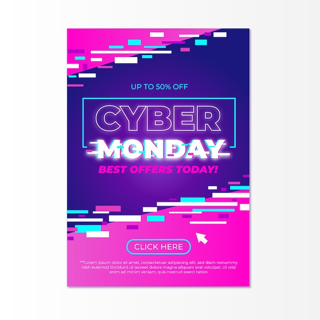 Glitch cyber montag flyer vorlage