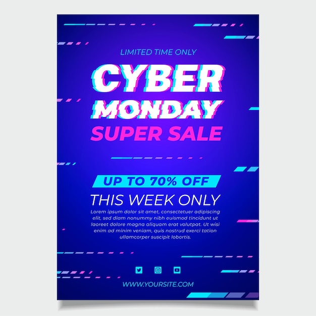 Glitch cyber montag flyer vorlage