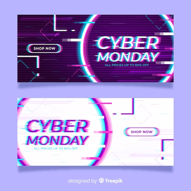 Glitch-effekt cyber montag banner vorlage