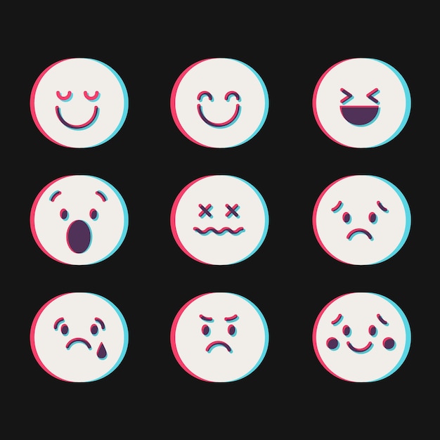Kostenloser Vektor glitch emojis icons sammlungen