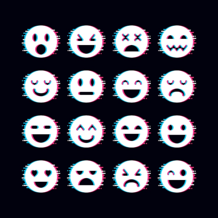 Kostenlose Vektor glitch emojis sammlung