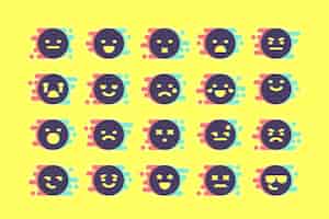 Kostenloser Vektor glitch emojis sammlungen