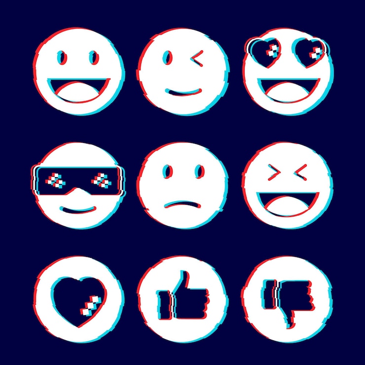 Kostenlose Vektor glitch emojis sammlungen