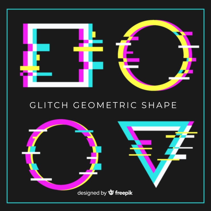 Kostenlose Vektor glitch geometrische formensammlung