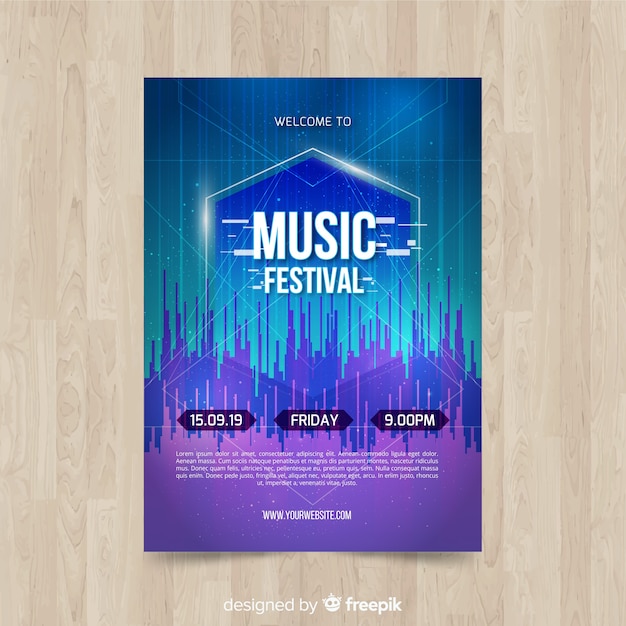 Glitch music festival poster vorlage