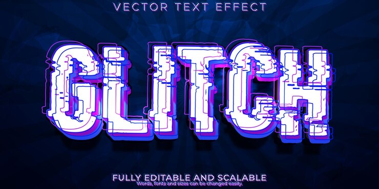 Glitch vhs Texteffekt bearbeitbarer Fehler und Hacker-Textstil
