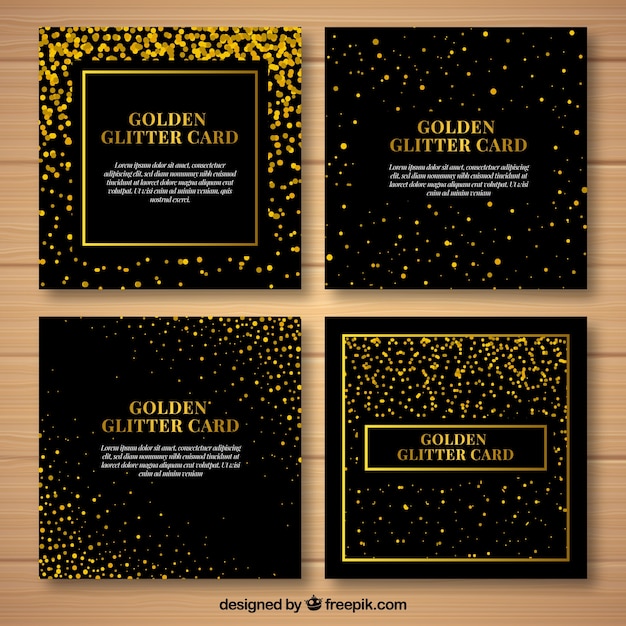 Glitter karten sammlung mit goldener farbe