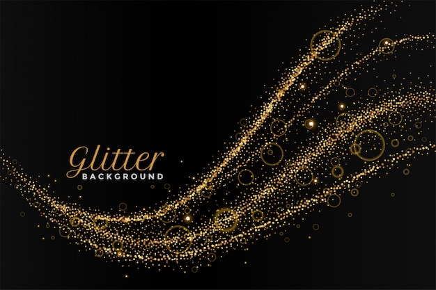 Glitterting Staubgoldener Hinterschwarzhintergrund