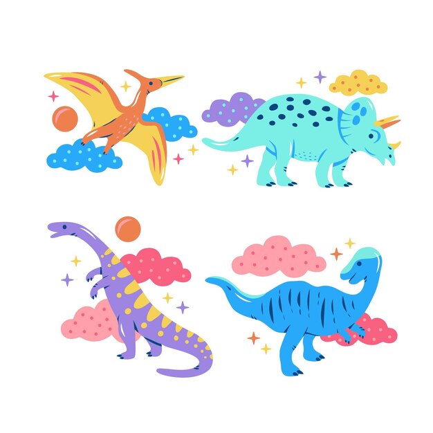 Glitzernde Dinosaurier-Sticker-Sammlung