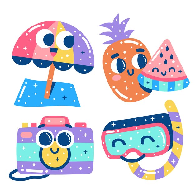 Glitzerndes Sommer-Sticker-Set