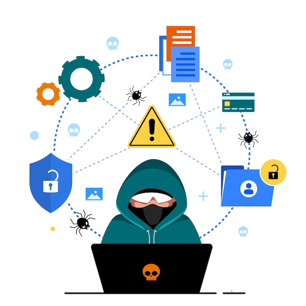 Globale Datensicherheit, Sicherheit personenbezogener Daten, Online-Konzeptillustration für Cyber-Datensicherheit, Internetsicherheit oder Datenschutz und -schutz.