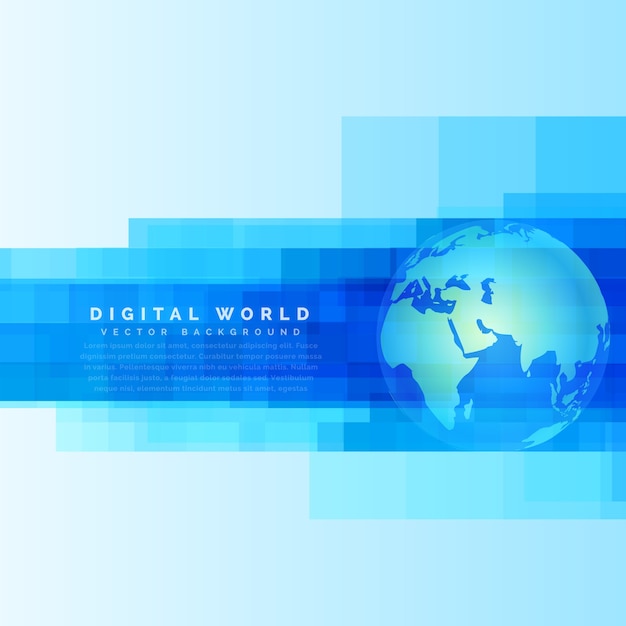 Globus erde karte auf abstrakten digitalen blauen hintergrund Kostenlosen Vektoren