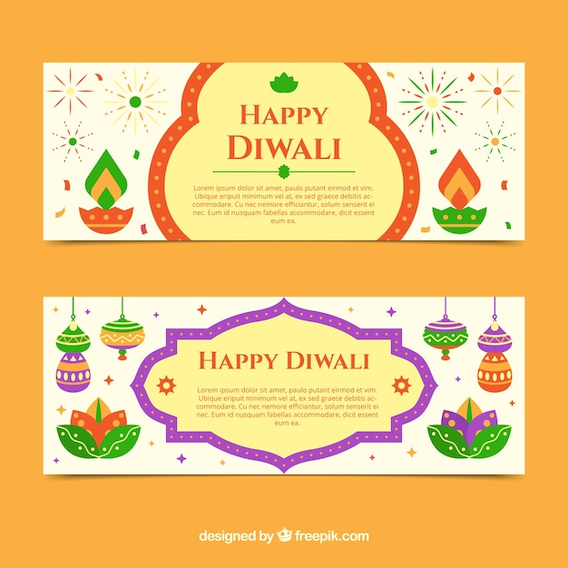 Glückliche diwali dekorative fahnen