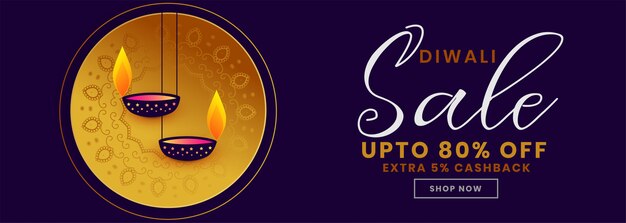 Glückliche diwali Festival-Verkaufsfahne mit diya Dekoration