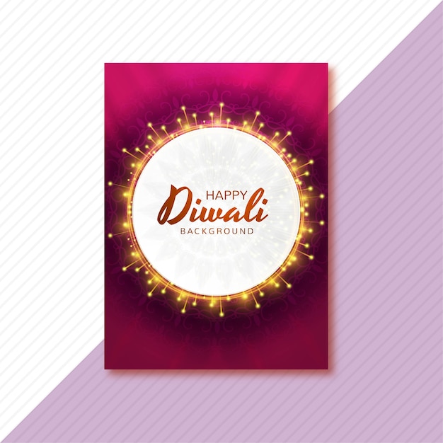 Glückliche diwali grußkarte mit lichtern im kreis