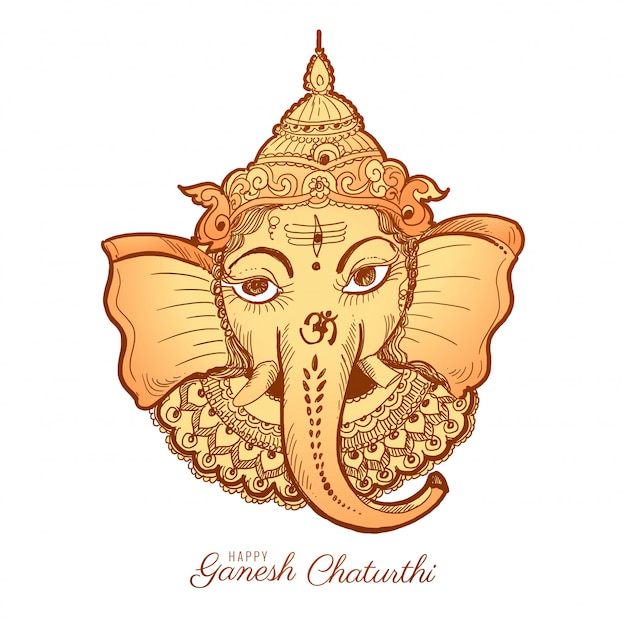 Glückliche Ganesh Chaturthi Skizzen-Kartenillustration