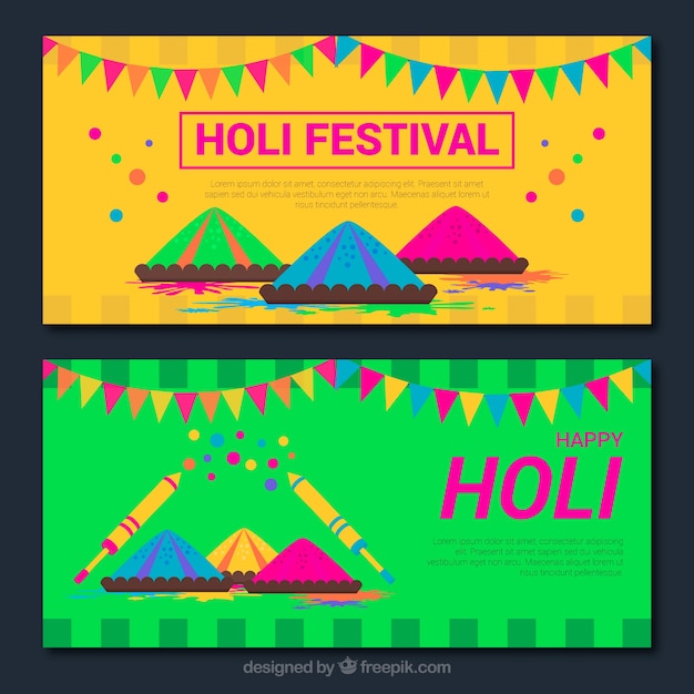 Glückliche holi bunte fahnen