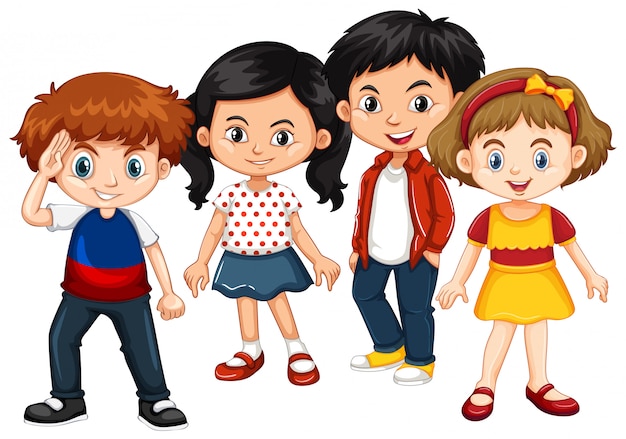 Glückliche Jungen und Mädchen zusammen