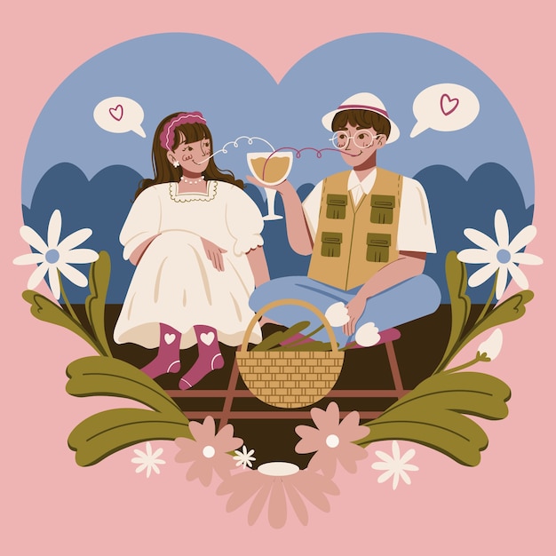 Glückliche valentinstagillustration