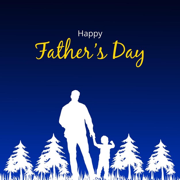 Glückliche Vatertagsgrüße blauer weißer Hintergrund Social Media Design Banner Free Vector