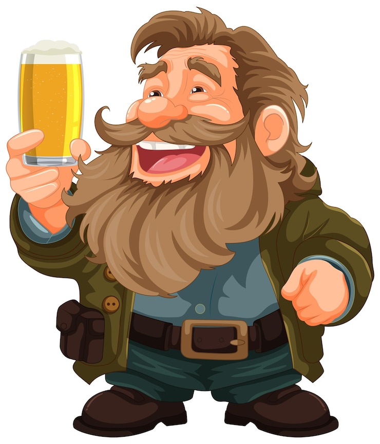Kostenlose Vektor glücklicher alter mann, der ein pint bier genießt