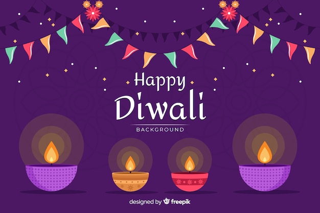 Kostenloser Vektor glücklicher diwali hintergrund im flachen design