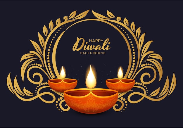 Glücklicher diwali traditioneller indischer diya-öllampenfeierhintergrund