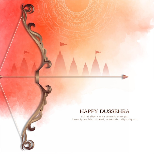 Glücklicher Dussehra-Festivalhintergrund mit Bogen- und Pfeildesignvektor