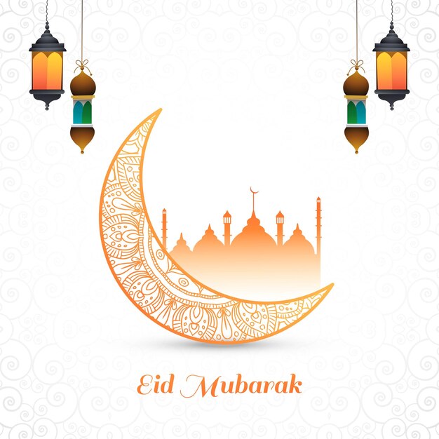 Glücklicher eid mubarak schöner kartenhintergrund