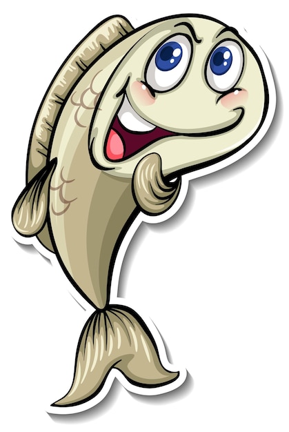 Glücklicher Fisch-Cartoon-Charakter-Aufkleber