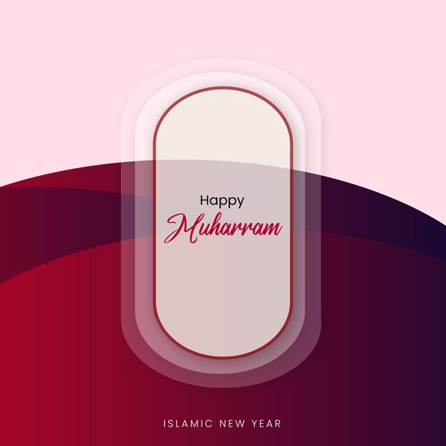 Glücklicher Muharram-lila rosa Hintergrund-islamischer Social-Media-Banner-freier Vektor