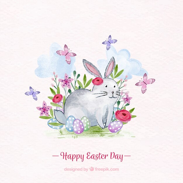 Glücklicher Ostern-Tageshintergrund in der Aquarellart