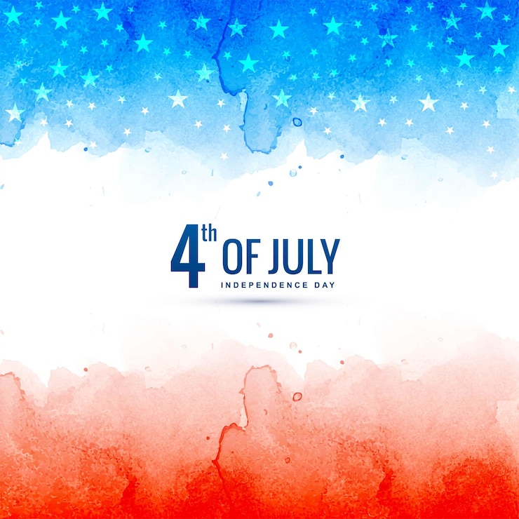 Kostenlose Vektor glücklicher unabhängigkeitstag von amerika auf aquarellhintergrund