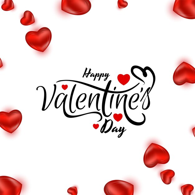 Glücklicher Valentinstagfeiertext-Designhintergrund mit rotem Herzvektor