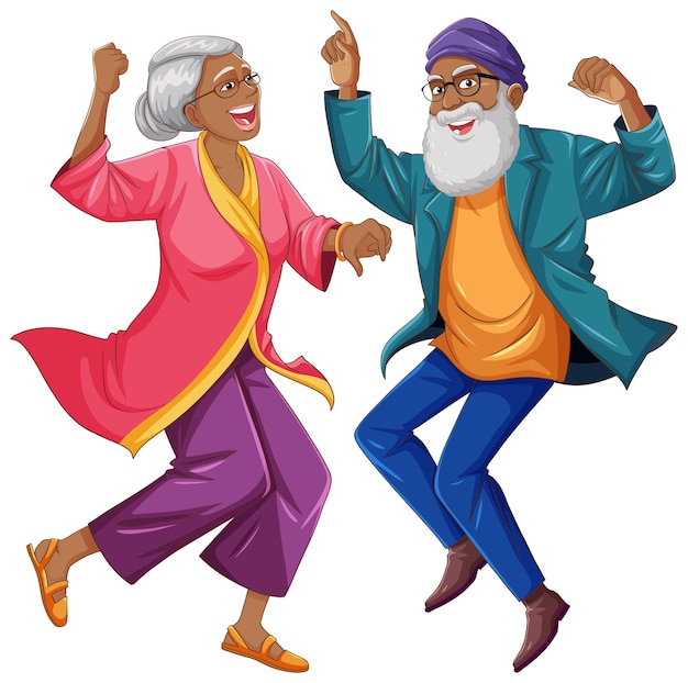 Kostenloser Vektor glückliches altes indisches paar tanzt