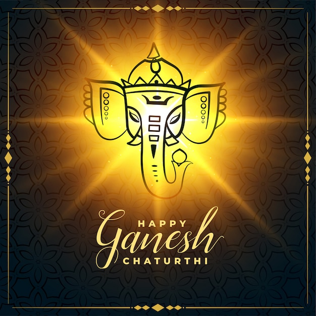 Glückliches ganesh chaturthi leuchtendes festivalkarten-design